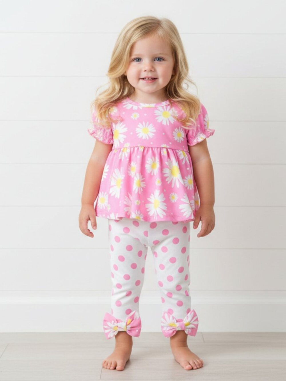 Daisy & Pink Polka Dot Outfit, NWT